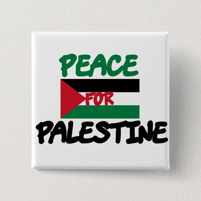 Peace for Palestine 2 Inch Square Button (Front)