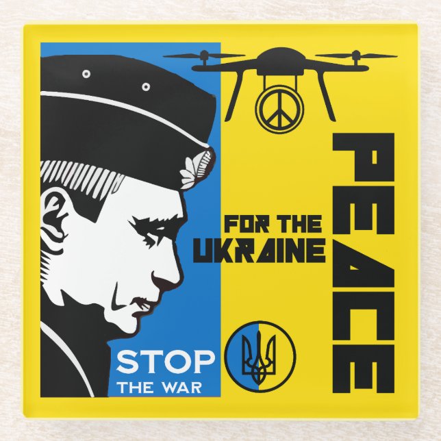 Peace For The Ukraine Glass Coaster (Front)