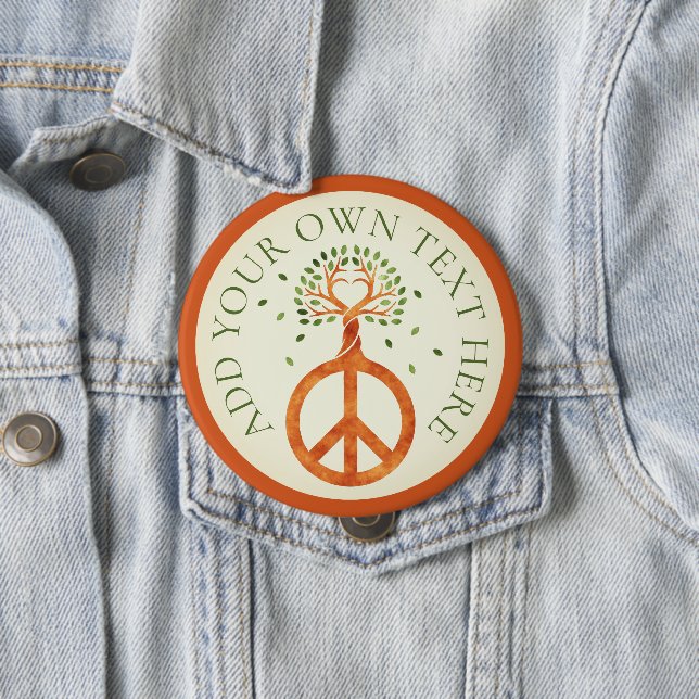 Peace For Trees - Flower Power Heart 1 4 Inch Round Button (In Situ)