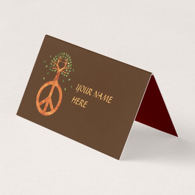 Peace For Trees - Flower Power Heart 1 Business Card (Front)