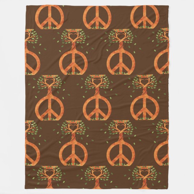 Peace For Trees - Flower Power Heart 1 Fleece Blanket (Front)