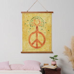 Peace For Trees - Flower Power Heart 1 Hanging Tapestry