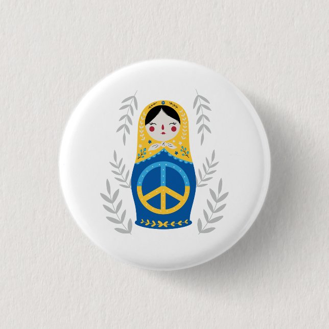 Peace for Ukraine  1 Inch Round Button (Front)