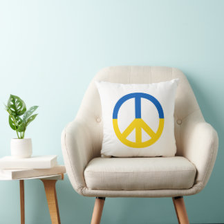 Peace for Ukraine Blue Yellow Flag Colours Symbol Throw Pillow