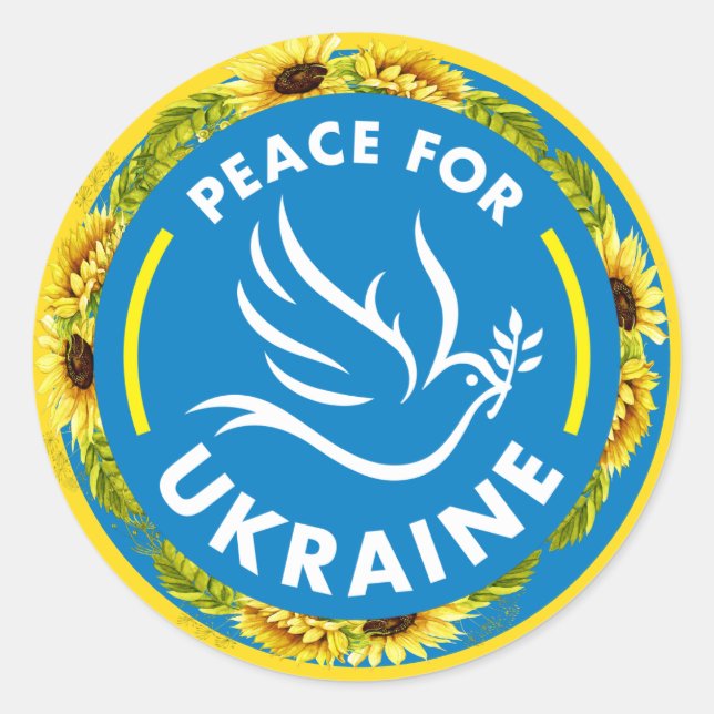 PEACE FOR UKRAINE CLASSIQUE ROND STICKER (Devant)