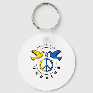 Peace For Ukraine Dove Ukraine Flag I Stand With U Keychain