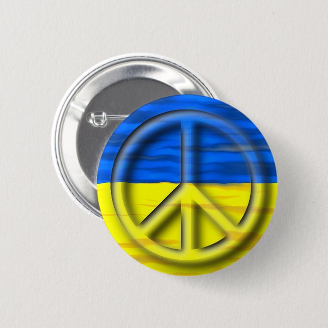 Peace For Ukraine Logo Flag 2 Inch Round Button (Front & Back)