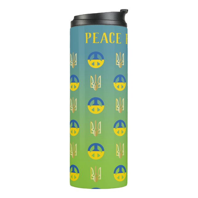 Peace for Ukraine Peace Symbol and Trident Thermal Thermal Tumbler (Rotated Left)