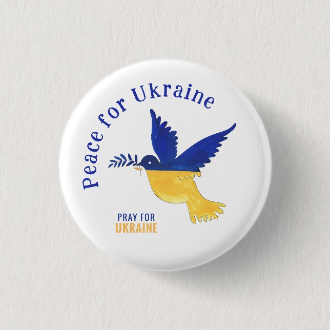 Peace for Ukraine & Pray for Ukraine Button (Front)