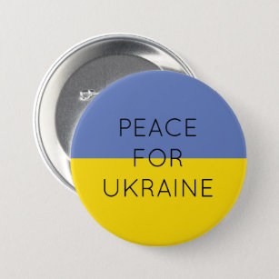    Peace For Ukraine Simple Minimal Ukrainian Flag 3 Inch Round Button