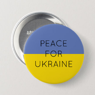    Peace For Ukraine Simple Minimal Ukrainian Flag 3 Inch Round Button