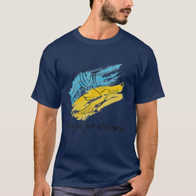 Peace For Ukraine Solidarity Peace Heart Ukrainian T-Shirt (Front)