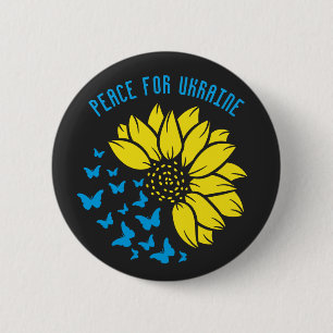 Peace for Ukraine. Sunflower symbol of peace. 2 Inch Round Button