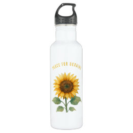 Peace for Ukraine. Sunflower symbol of Peace. 710 Ml Water Bottle