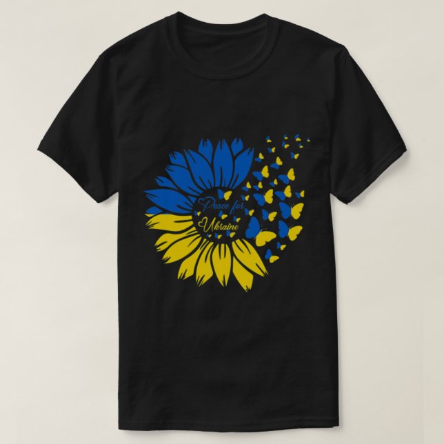 Peace For Ukraine Sunflower Ukrainian Butterfly Uk T-Shirt (Design Front)