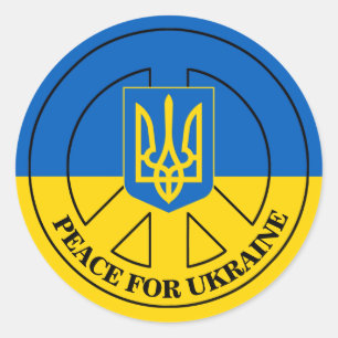 Peace for Ukraine, Ukraine Flag, Emblem Classic Round Sticker