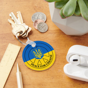 Peace for Ukraine, Ukraine Flag, Emblem Keychain