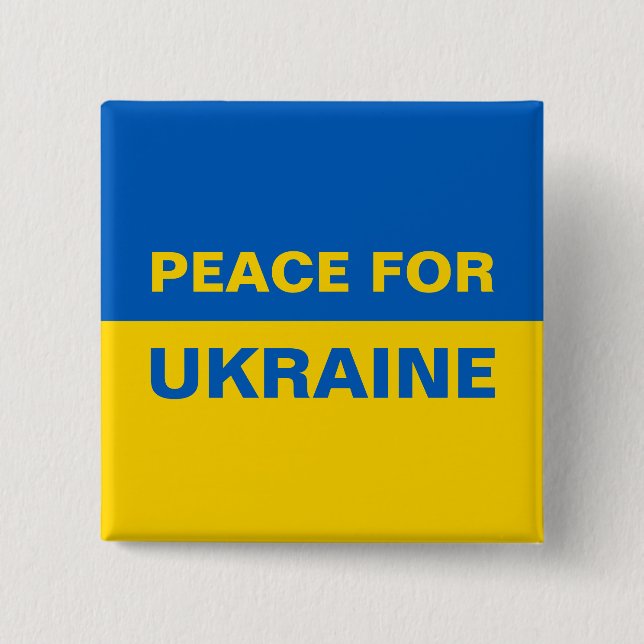 Peace for Ukraine Ukrainian Flag 2 Inch Square Button (Front)