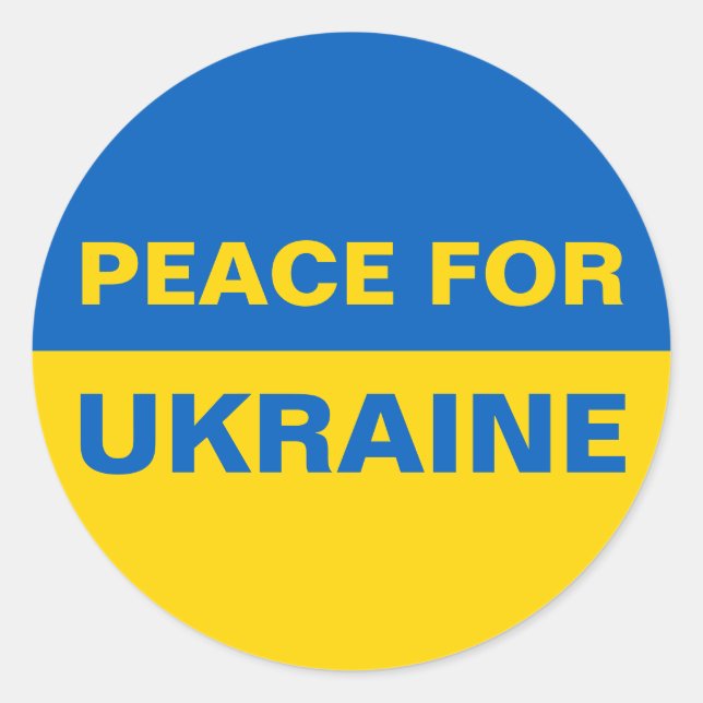 Peace for Ukraine Ukrainian Flag Classic Round Sticker (Front)