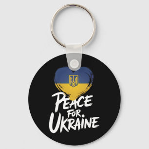 Peace For Ukraine Ukrainian Flag Heart Symbol Keychain