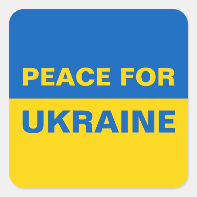 Peace for Ukraine Ukrainian Flag Square Sticker (Front)