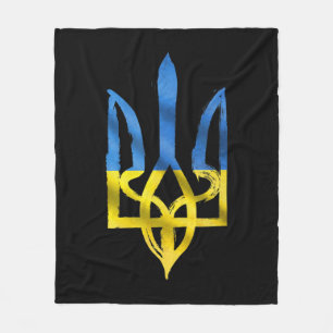 Peace for Ukraine Ukrainian vintage trident suppor Fleece Blanket