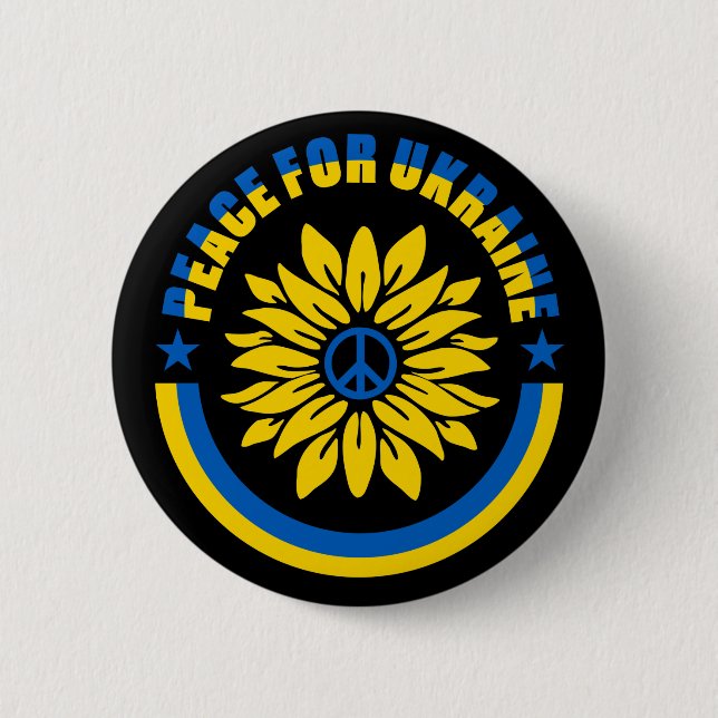 Peace For Ukraine Zelensky Sunflower 2 Inch Round Button (Front)