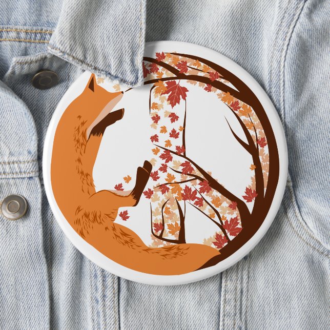 Peace Fox 6 Inch Round Button (In Situ)