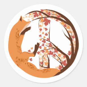 Peace Fox Classic Round Sticker
