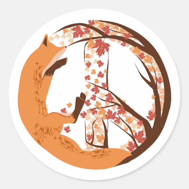 Peace Fox Classic Round Sticker (Front)
