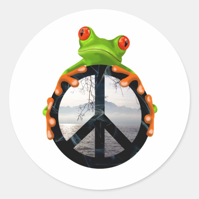 peace frog1 classic round sticker (Front)