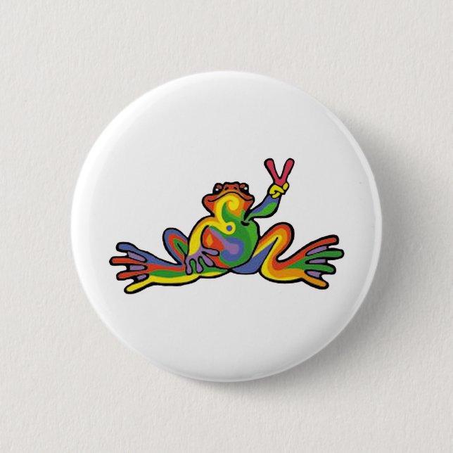 Peace Frog 2 Inch Round Button (Front)