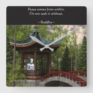 Peace From Within, Buddha Quote Square Wall Clock