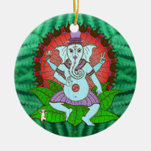 Peace Ganesh Dancing Ceramic Ornament