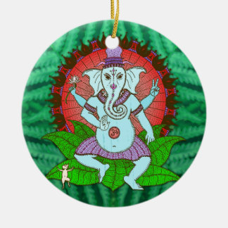Peace Ganesh Dancing Ceramic Ornament