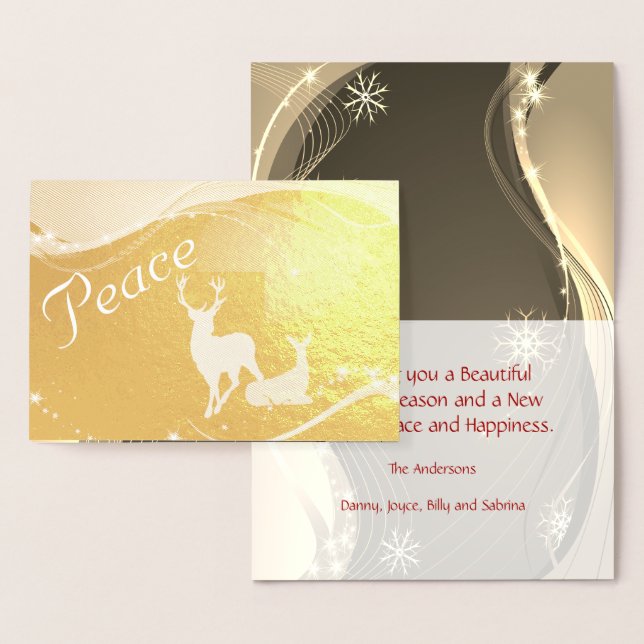 Peace Glitzy Carte de vacances avec Doe et Buck (Affichage)