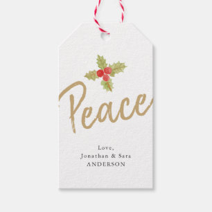Peace   Gold and White Christmas Gift Tags