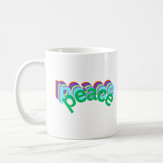 Peace Graphic Unity Positive Retro Inspiration Coffee Mug (Left)