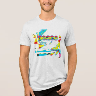 "Peace" Graphic with Yellow Red Aqua Art Design Tri-Blend Shirt