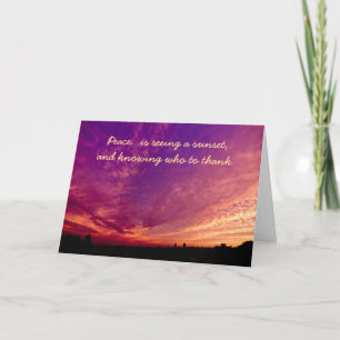 Peace Grateful Thankful Orange Purple Cloud Sunset Thank You Card