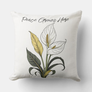 Peace Grows Here Throw Pillow