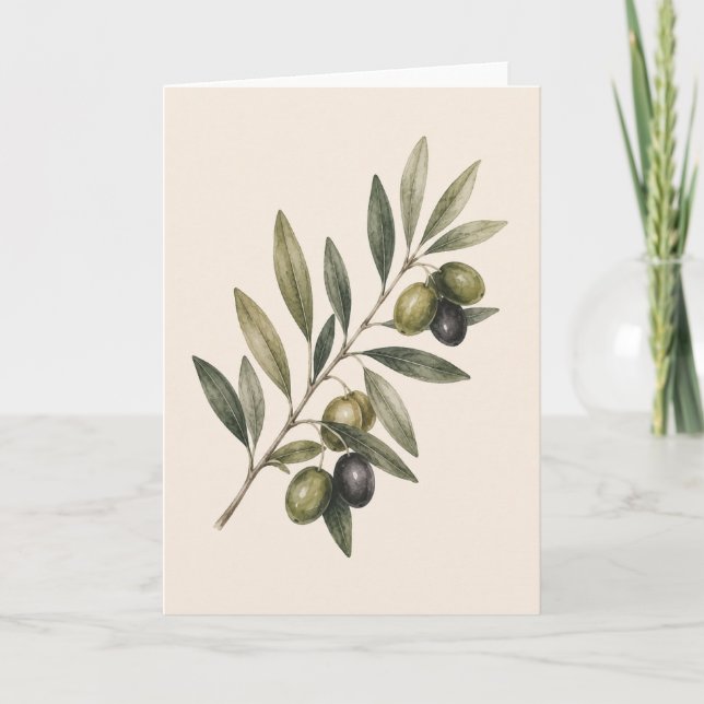 Peace Grows Here | Vintage Olive Branch Botanical  Card (Front)
