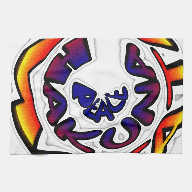 "Peace Hakuna Matata" Circular Art Print Kitchen Towel (Horizontal)