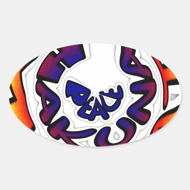 "Peace Hakuna Matata" Circular Art Print Oval Sticker (Front)