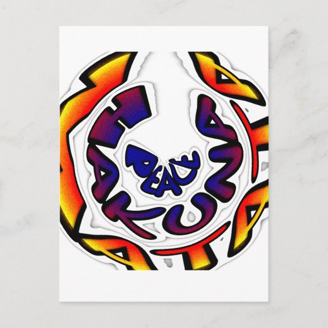 "Peace Hakuna Matata" Circular Art Print Postcard (Front)