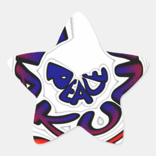 "Peace Hakuna Matata" Circular Art Print Star Sticker