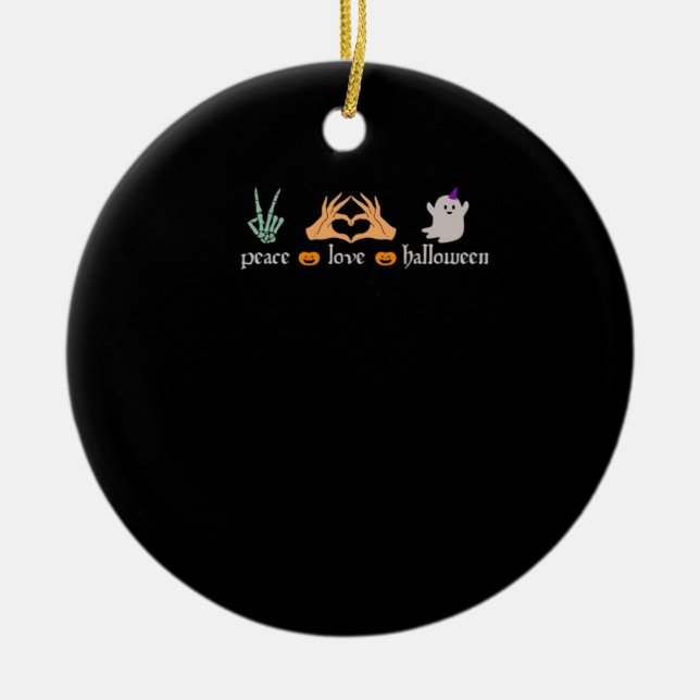 Peace Halloween Peace Sign Skeleton Witch's Hands  Ceramic Ornament (Front)