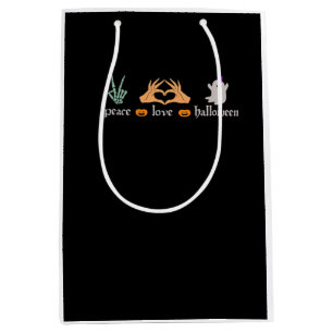 Peace Halloween Peace Sign Skeleton Witch's Hands  Medium Gift Bag