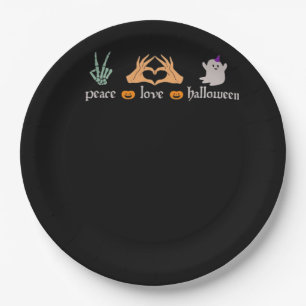 Peace Halloween Peace Sign Skeleton Witch's Hands Paper Plate