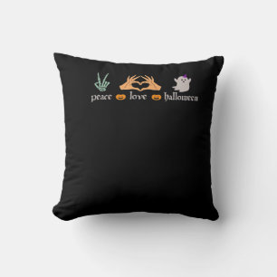 Peace Halloween Peace Sign Skeleton Witch's Hands Throw Pillow